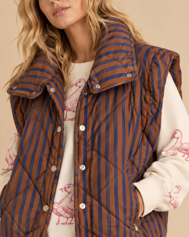 Sonya Striped Puffer Vest