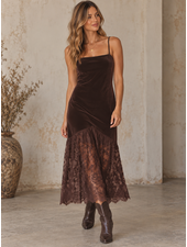Vero Moda Rikke Bandeau Lace Dress | Brown