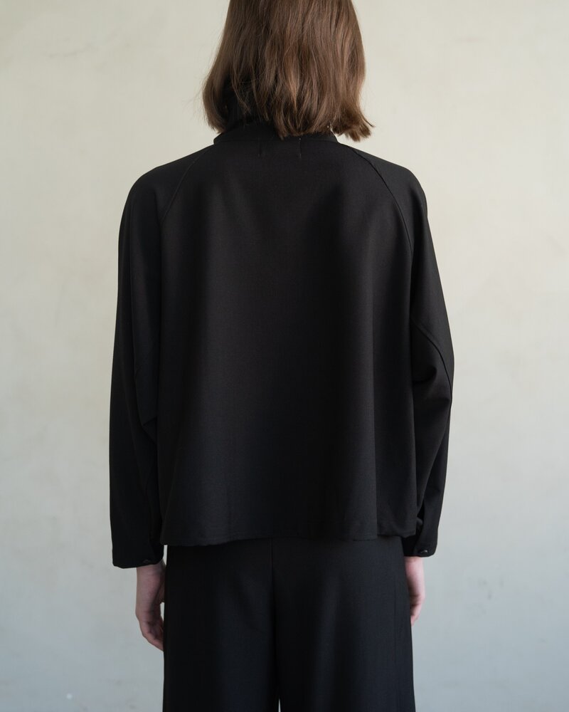 High Neck Two-Way Drawstring Jacket | Black