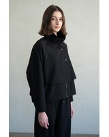 High Neck Two-Way Drawstring Jacket | Black