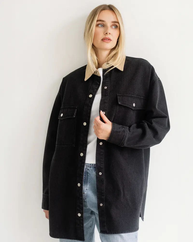 Corduroy Collar Shania Jacket | Black/Tan