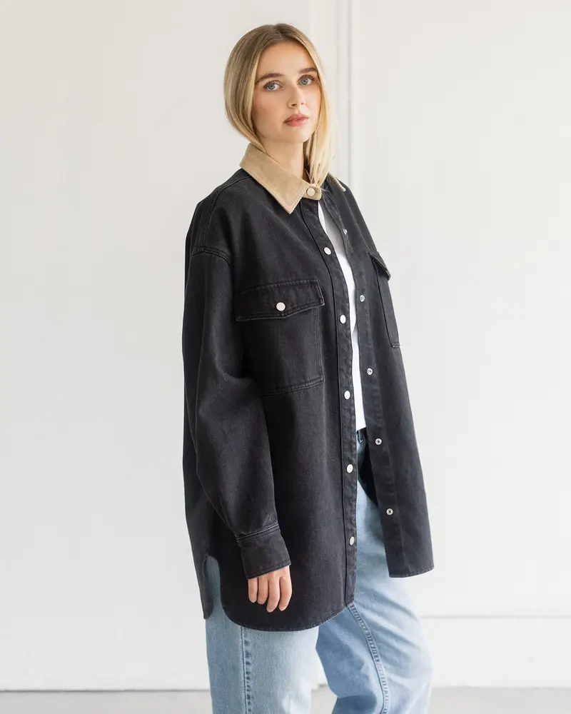 Corduroy Collar Shania Jacket | Black/Tan