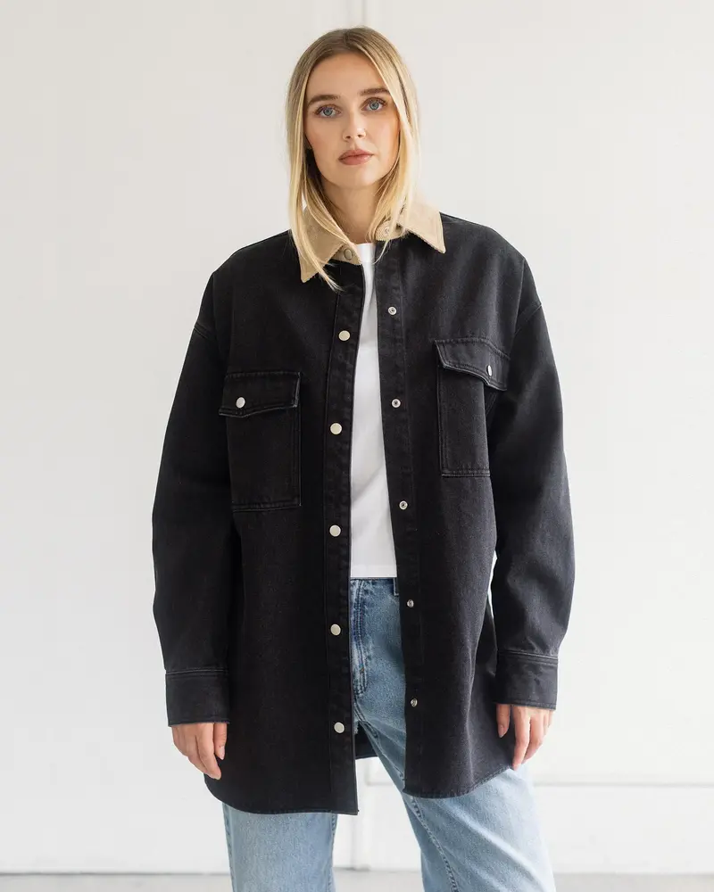 Corduroy Collar Shania Jacket | Black/Tan