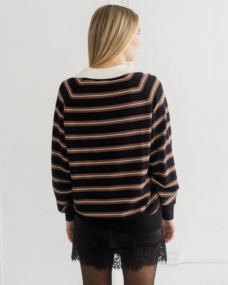 Oversized Knit Polo Shirt | Black