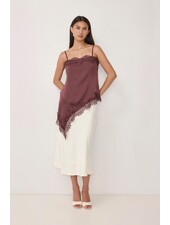 The Ella Asymmetrical Lace Satin Tank | Plum