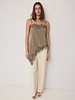 The Ella Asymmetrical Lace Satin Tank | Taupe