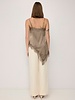 The Ella Asymmetrical Lace Satin Tank | Taupe