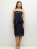 The Ella Asymmetrical Lace Satin Tank | Navy