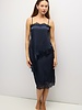 The Ella Asymmetrical Lace Satin Tank | Navy