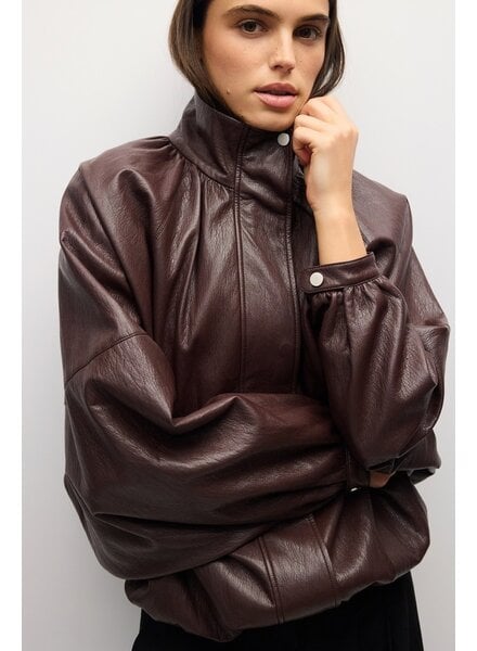 Victoria Faux Leather Jacket | Burgundy