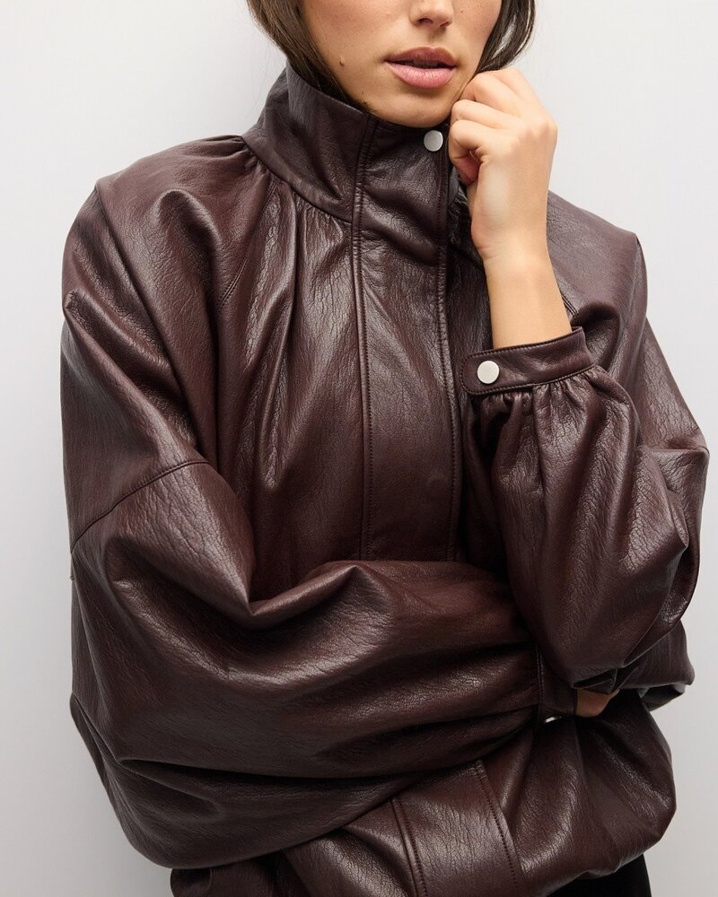 Victoria Faux Leather Jacket | Burgundy