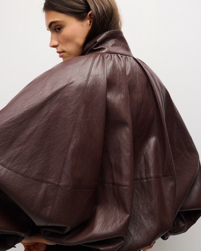 Victoria Faux Leather Jacket | Burgundy
