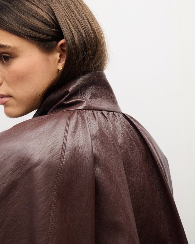 Victoria Faux Leather Jacket | Burgundy