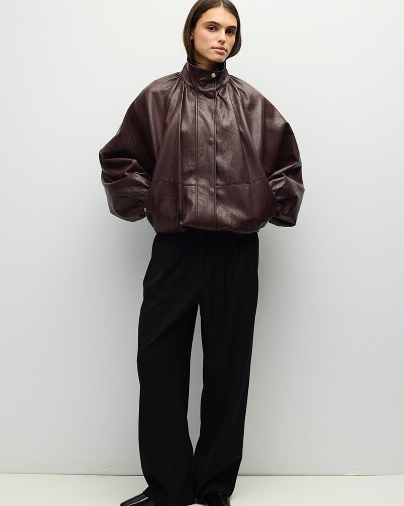 Victoria Faux Leather Jacket | Burgundy