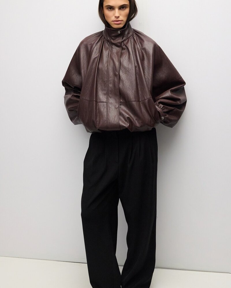 Victoria Faux Leather Jacket | Burgundy