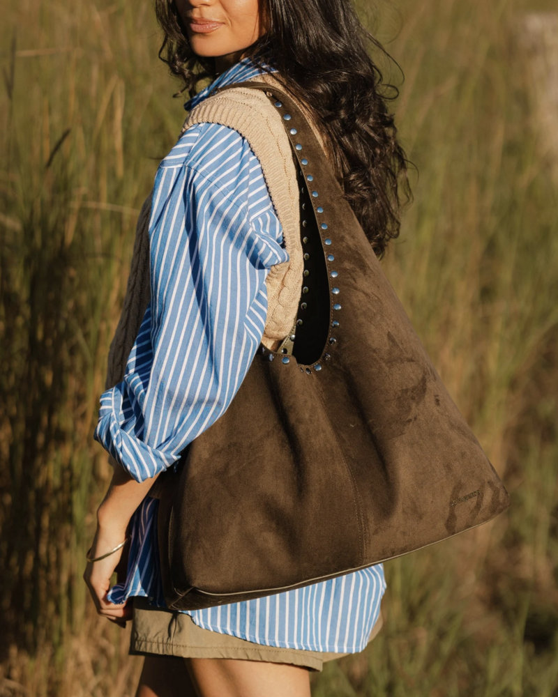 Louenhide Hailey Suede Shoulder Bag | Olive