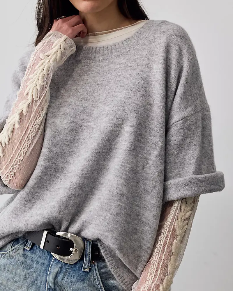 Free People Margot Sweater Tee | Grey