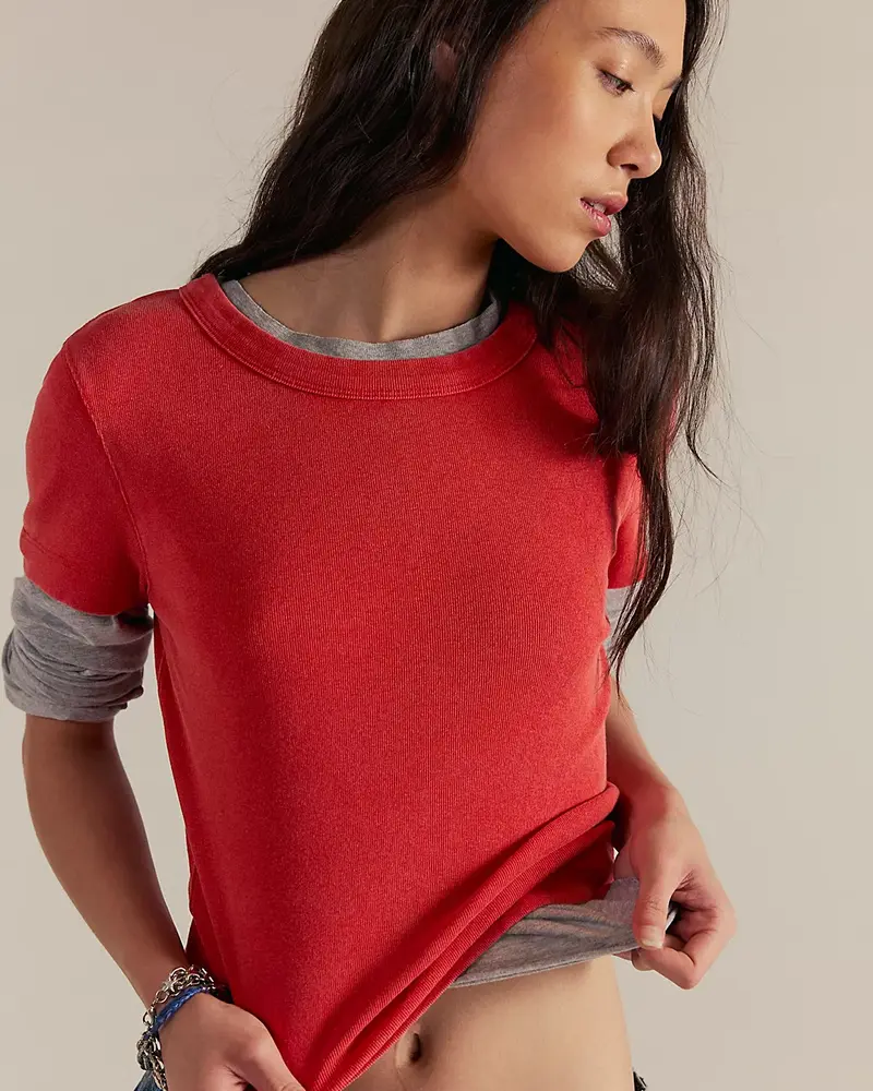 Free People Atlas Crew Tee | Red