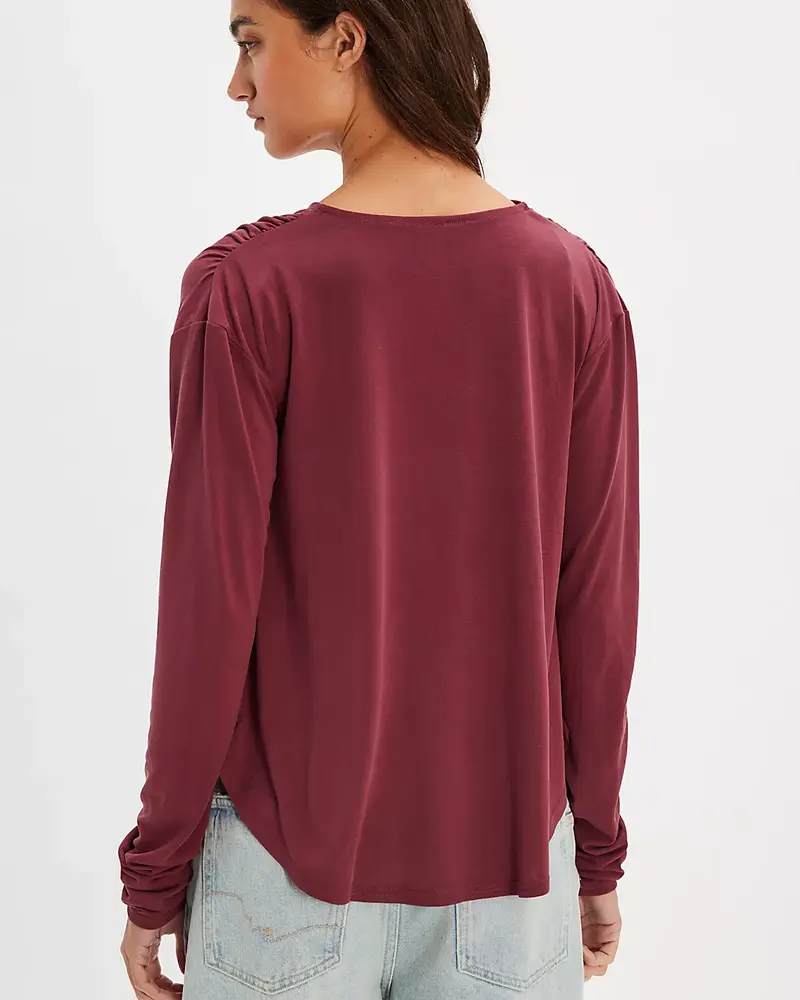 Free People Jane Draped Long Sleeve Top | Burgundy