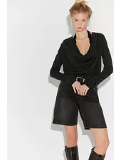 Free People Jane Draped Long Sleeve Top | Black