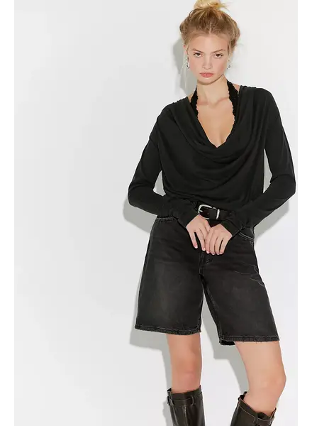 Free People Jane Draped Long Sleeve Top | Black