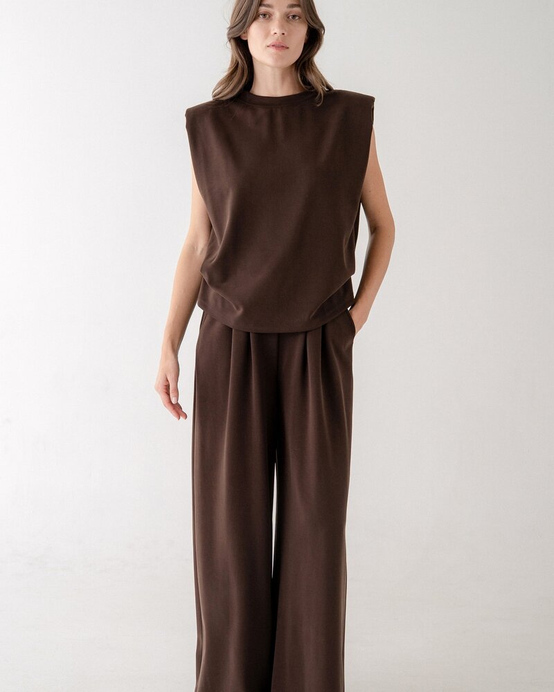 Collings Top With Shoulder Pads | Brown