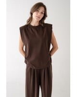 Collings Top With Shoulder Pads | Brown