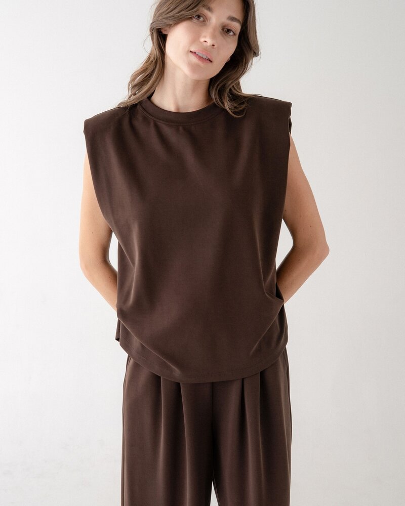 Collings Top With Shoulder Pads | Brown