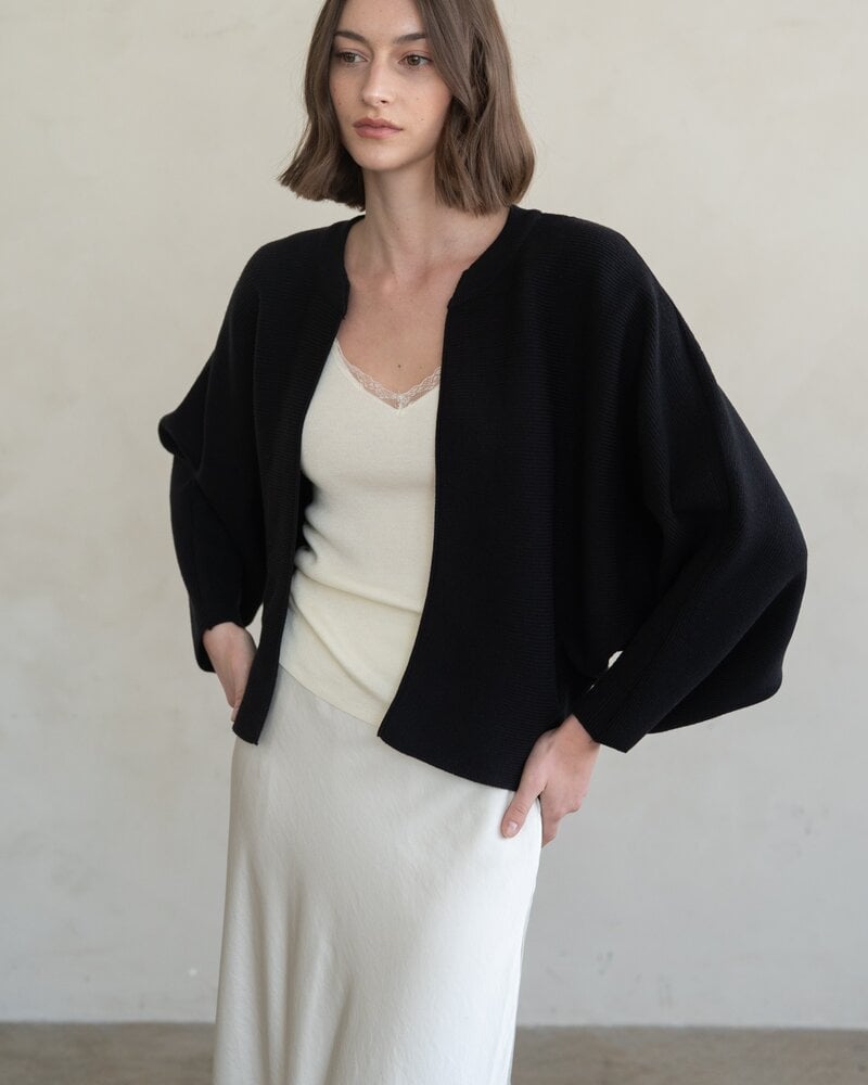 Opal Open Front Knit Cardigan | Black