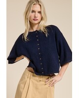 Teagon Button Front Knit Cardigan | Navy
