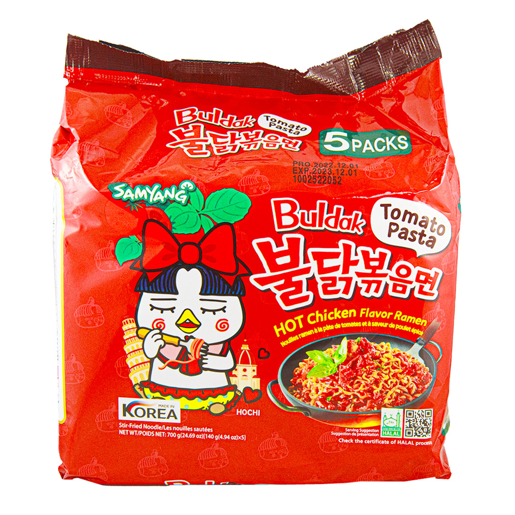 Buldak ramen poulet pâte de tomate 5x140g Nick & Joe Candy Shop