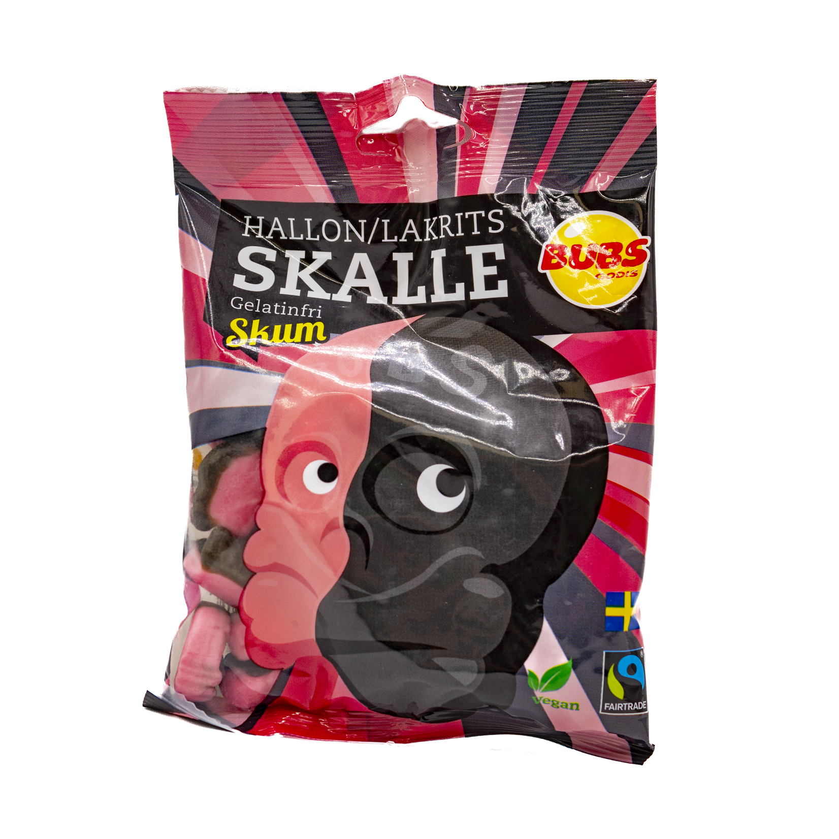 Bubs Godis Bubs raspberry  & licorice Skull 90g