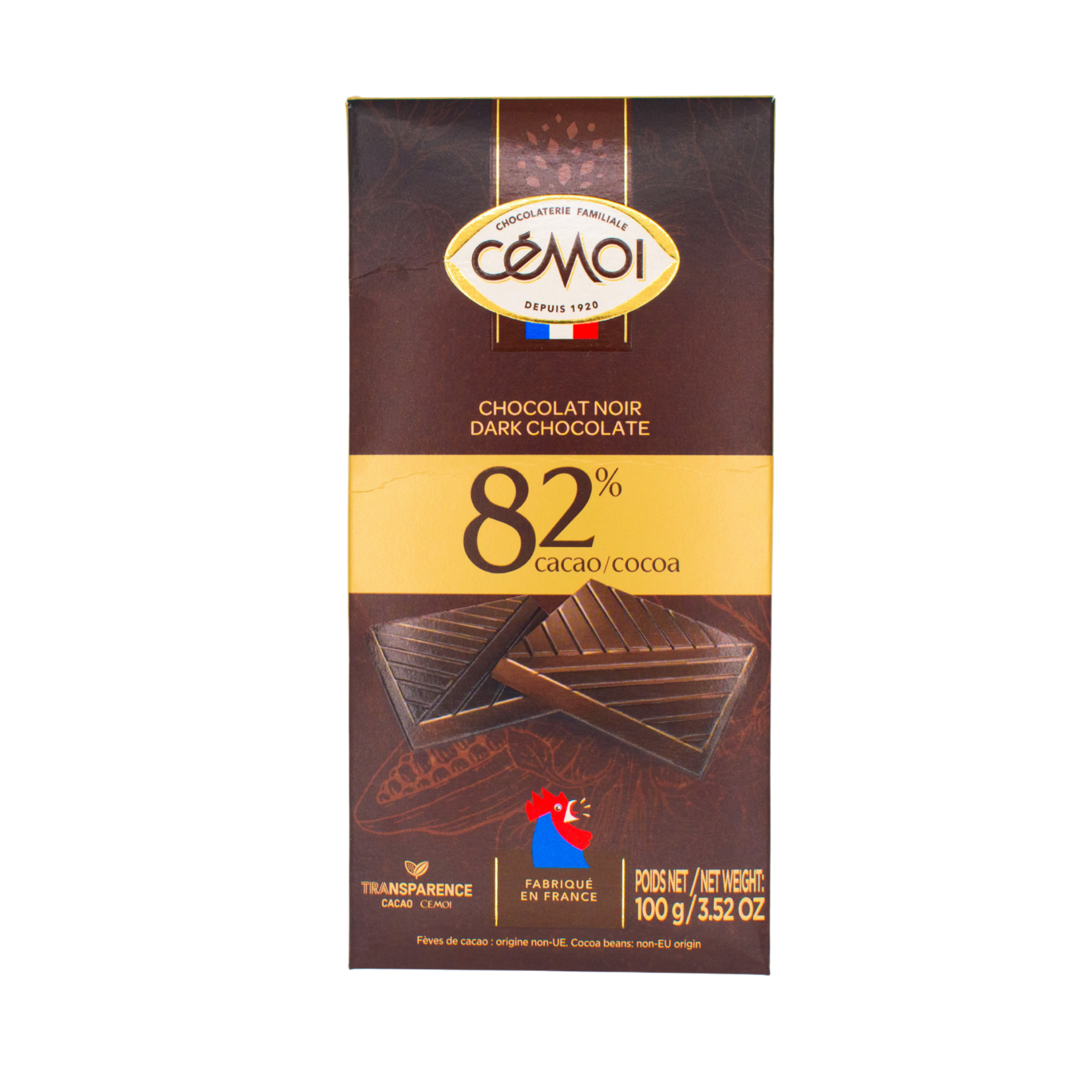 Chocolat Noir 82% Cémoi 100g