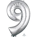 Ballon Décoratif Chiffre 9 Argent 22''x 34''