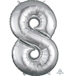Ballon Décoratif Chiffre 8 Argent 21''x 34''