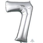 Silver Number 7 Decorative Balloon 22''x 35''