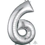 Ballon Décoratif Chiffre 6 Argent 22''x 34''