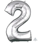 Ballon Décoratif Chiffre 2 Argent 22''x 33''