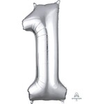 Ballon Décoratif Chiffre 1 Argent 13''x 34''