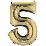 Ballon Décoratif Chiffre 5 Or Blanc 23''x 33''