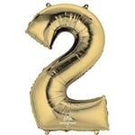 Ballon Décoratif Chiffre 2 Or Blanc 22''x 33''
