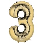 Ballon Décoratif Chiffre 3 Or Blanc 20''x 34''