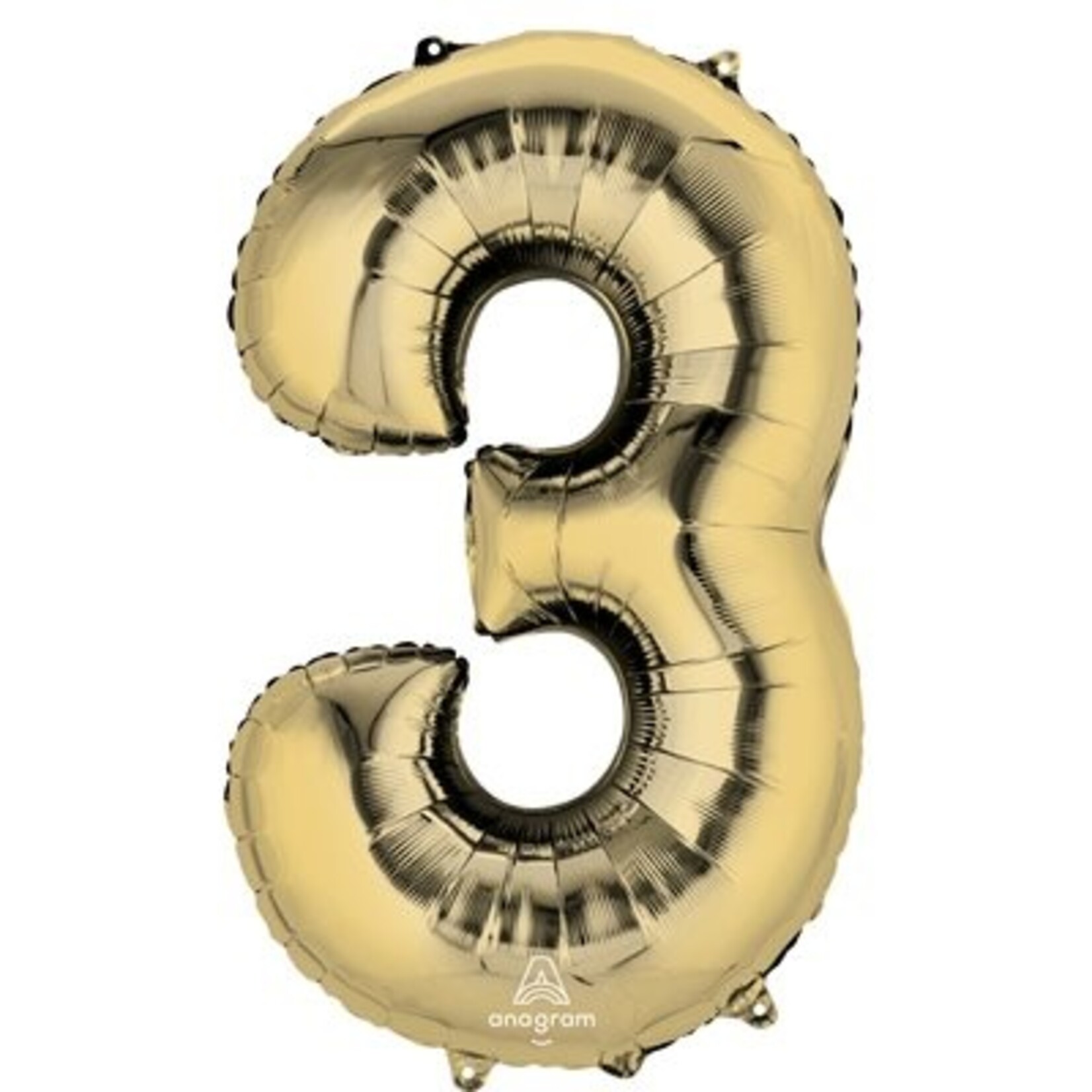 Ballon Décoratif Chiffre 3 Or Blanc 20''x 34''