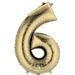 Ballon Décoratif Chiffre 6 Or Blanc 22''x 34''