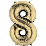 White Gold Number 8 Decorative Balloon 21''x 34''