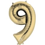 Ballon Décoratif Chiffre 9 Or Blanc 22''x 34''