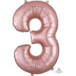 Rose Gold Number 3 Decorative Balloon 20''x 34''