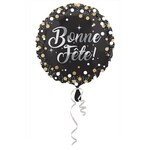 Black and Gold Bonne Fête Foil Balloon 18''