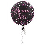 Black and Pink Bonne Fête Foil Balloon 18''