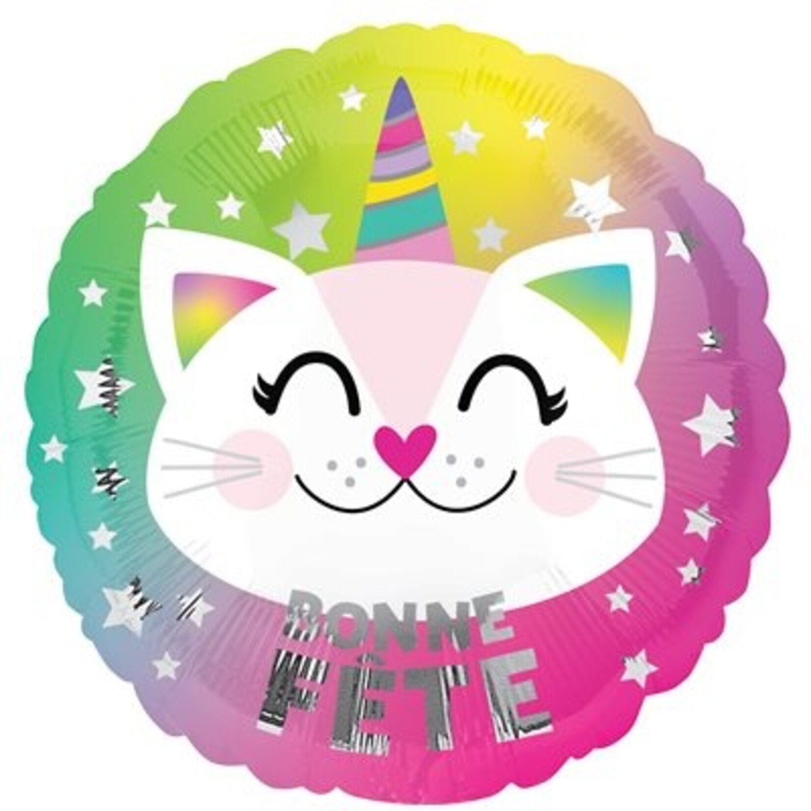 Ballon Décoratif Bonne Fête Chat-Licorne 18''